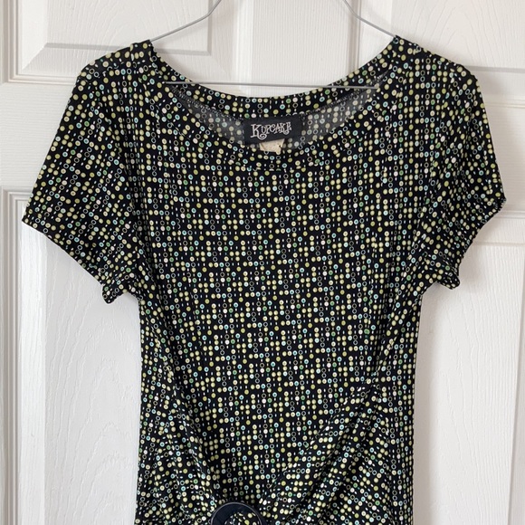 Kupcake green black boat neck short sleeve midi maxi tie front shortsleeve dress - Picture 4 of 17